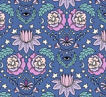 Blue Metallic Cotton Quilting Fabric: Oracle Wards by Eye Candy Quilts