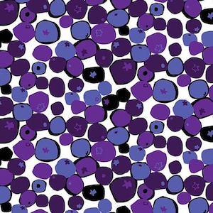 Blueberries by Jane Dixon Fresh Fruit for Michael Miller Fabrics; 100% woven cotton quilting fabric