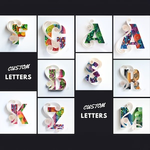 Letra personalizada / Arte en papel quilling / Regalo personalizado / Regalo de aniversario / Regalo de bodas / Diseño único / Monograma / Arte de pared enmarcado