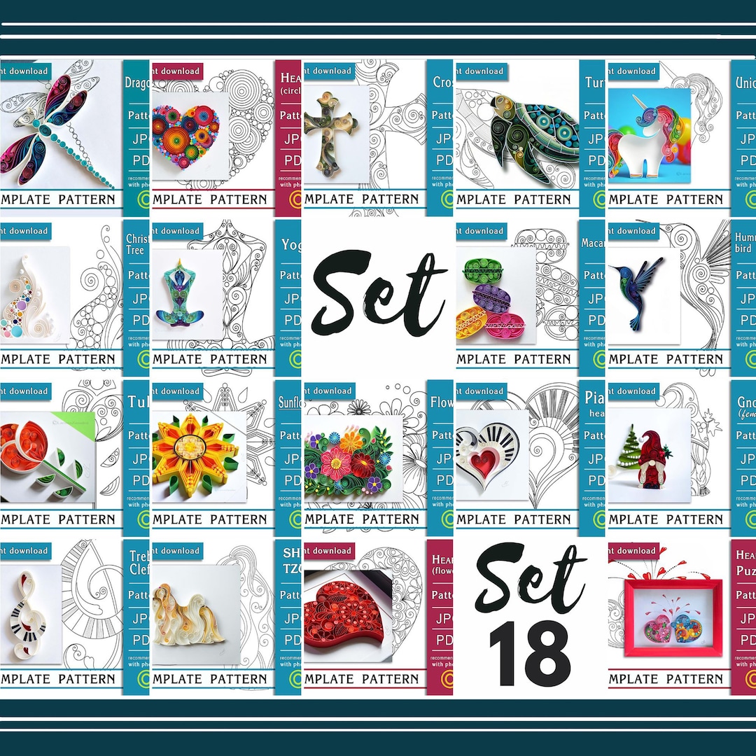 Set 18 Templates / Quilling Paper Art / ONLY 18 Templates / ONLY 18 ...