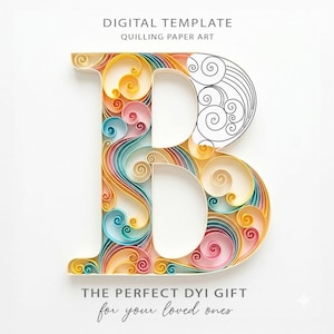 Quilling Letter B Template: Paper Monogram Pattern (Digital PDF & JPG Download) 5/74
