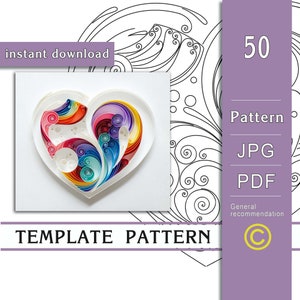 50 / Quilling paper art / SOLO modello / SOLO schema / Consigli generali con un video con sottotitoli / Download immediato / (0/27)