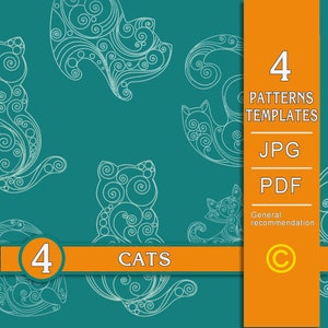 Cats / Quilling Paper art / 4 Templates / 4 Patterns / Recommendation / Instant download