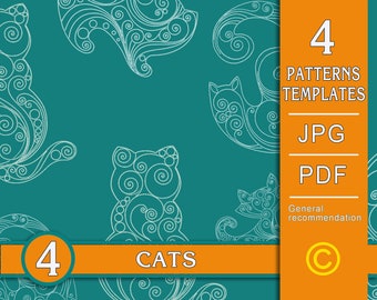Cats / Quilling Paper art / 4 Templates / 4 Patterns / Recommendation / Instant download
