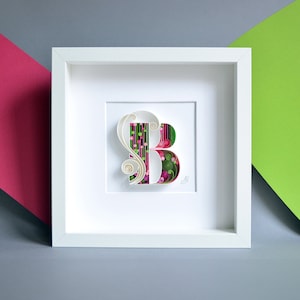 B - Arte della carta da parati quilling, Lettera B, Lettera personalizzata, arte della carta, Monogramma, Personalizzato, Arte quilling regalo, Design, Arredamento, Compleanno artistico,