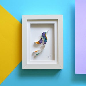Colibrì - Arte da parete incorniciata, arte con carta quilling, regalo di compleanno, festa della mamma, regalo unico, arredamento per la casa
