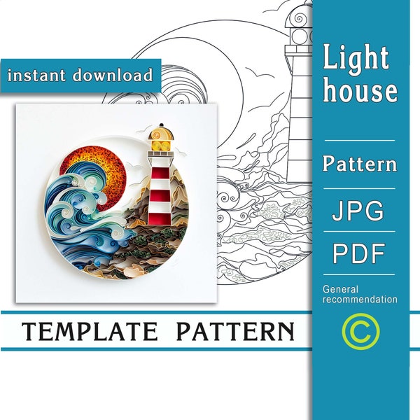 Lighthouse / Quilling paper art / ONLY Template / ONLY Pattern / Instant Download