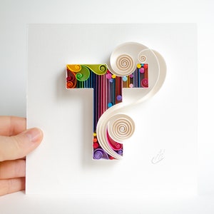 Lettera T - Personalizzato, Monogramma, Personalizzato, Regalo per mamma/papà/figlio/figlia, Incorniciato, Decorazione domestica, Regalo di compleanno, Arte della carta da parati Quilling,