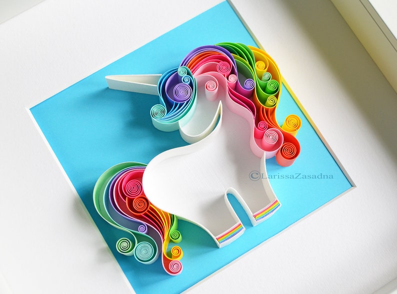 unicorn quilling wall paper art quilling paper unicorn etsy