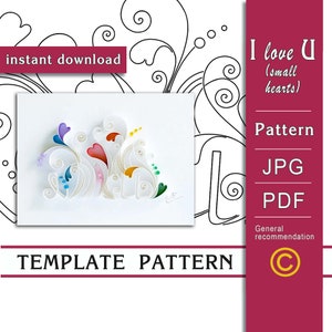 I love You / Quilling paper art/ ONLY Template / ONLY Pattern / General recommendations with a video with subtitles/ Instant download/(0/35)