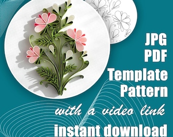 Flower Quilled / Quilling papierkunst / Sjabloon / Patroon / met een videolink / Instant download / (15/5)