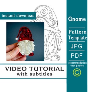 Gnomo / Quilling paper art / Tutorial con un video con sottotitoli / Passo dopo passo / Modello / Modello / Download istantaneo / Come realizzare