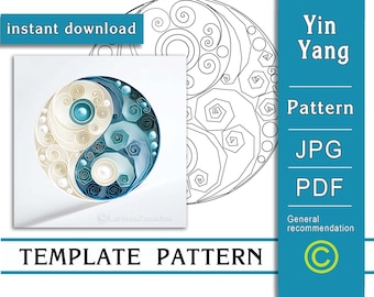 Yin Yang / Quilling paper art / ONLY Template / ONLY Pattern / General recommendations with a video with subtitles / Instant download (0/85)