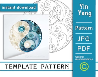 Yin Yang / Quilling paper art / ONLY Template / ONLY Pattern / General recommendations with a video with subtitles / Instant download