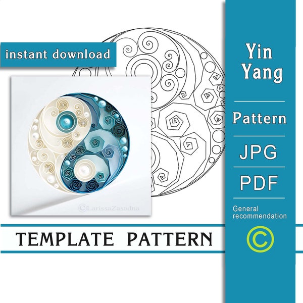 Yin Yang / Quilling paper art / ONLY Template / ONLY Pattern / General recommendations with a video with subtitles / Instant download