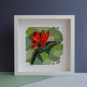 Strelitzia / Quilling paper art / Paper craft / Framed / Wall decor