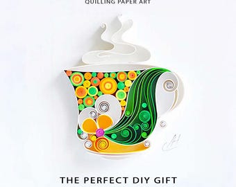 Teacup Quilling Template Coffee Mug Paper Art Digital Pattern | Instant download 0/60