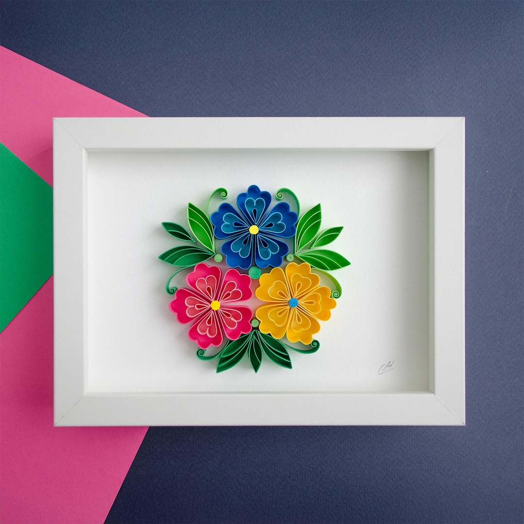 3D Quilling Flower Wall Art: Handmade Paper Filigree - Etsy