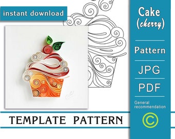 Cupcake / Quilling paper art / SÓLO Plantilla / SÓLO Patrón / Recomendaciones generales con un vídeo con subtítulos / Descarga instantánea