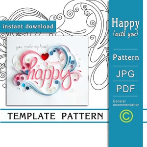 Felice / Quilling paper art / SOLO modello / SOLO schema / Download immediato / (0/7)