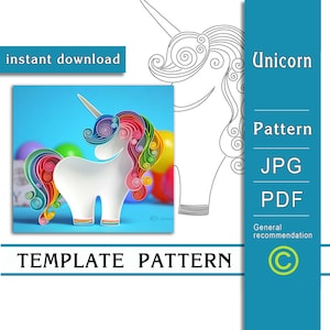 Unicorn / Quilling paper art / ONLY Template / ONLY Pattern / Instant download / (0/41)