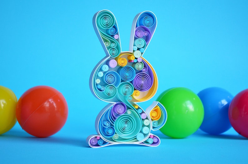 Rabbit Bunny Easter Framed Wall Art Quilling Paper Art Etsy