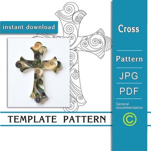 Cross / Quilling paper art / ONLY Template / ONLY Pattern / General recommendations with a video with subtitles / Instant download