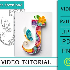 Lettera J con farfalla, Video, Tutorial, Come fare, Schema, Download immediato