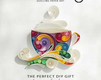 Coffee Cup Quilling Pattern | Video Tutorial | Digital Paper Craft Template Step by Step