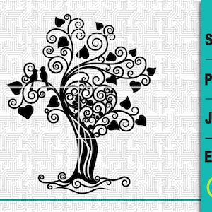 Árbol del amor svg, Pájaros del amor, árbol SVG EPS, Boda svg, Libro de visitas árbol svg, PNG, jpg, Amor svg