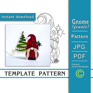 Female Gnome / Quilling aper art / ONLY Template / ONLY Pattern / Instant download