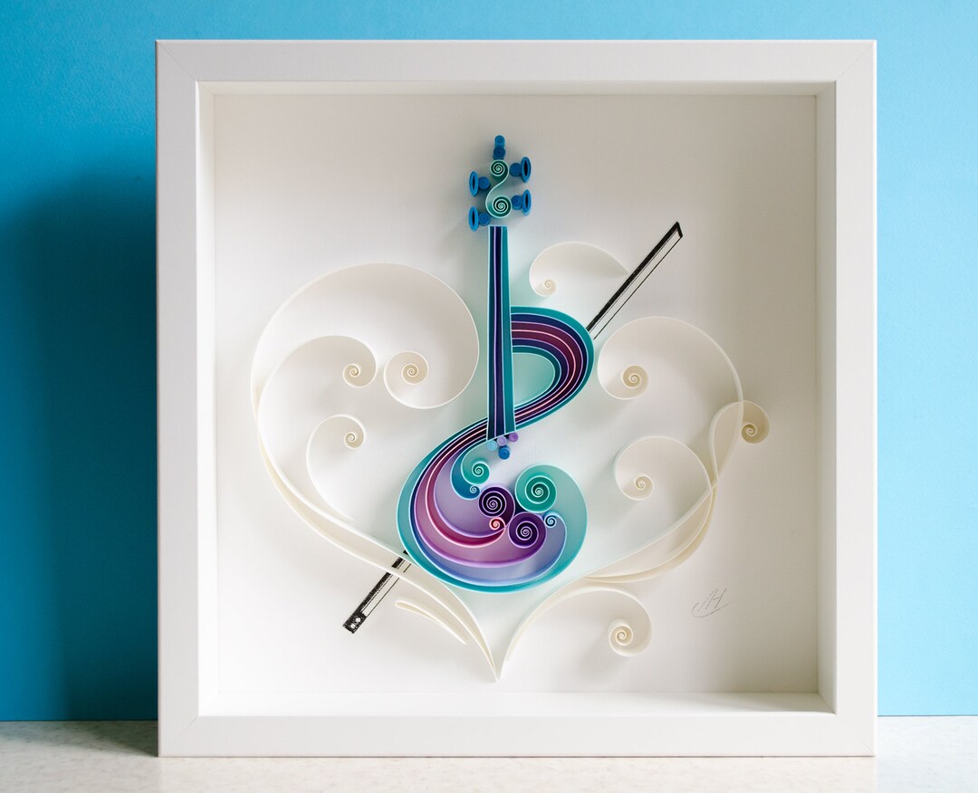 Violin Quilling Paper Art Framed Birthday Gift Musician Etsy