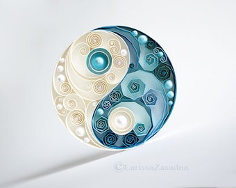 Art Yin Yang Quilling - Décoration murale en papier encadrée faite main, cadeau