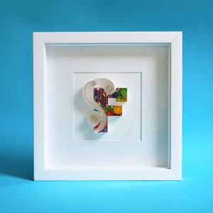 F - Arte della carta da parati quilling, monogramma, personalizzato, regalo, incorniciato, arredamento per la casa, regalo di compleanno,