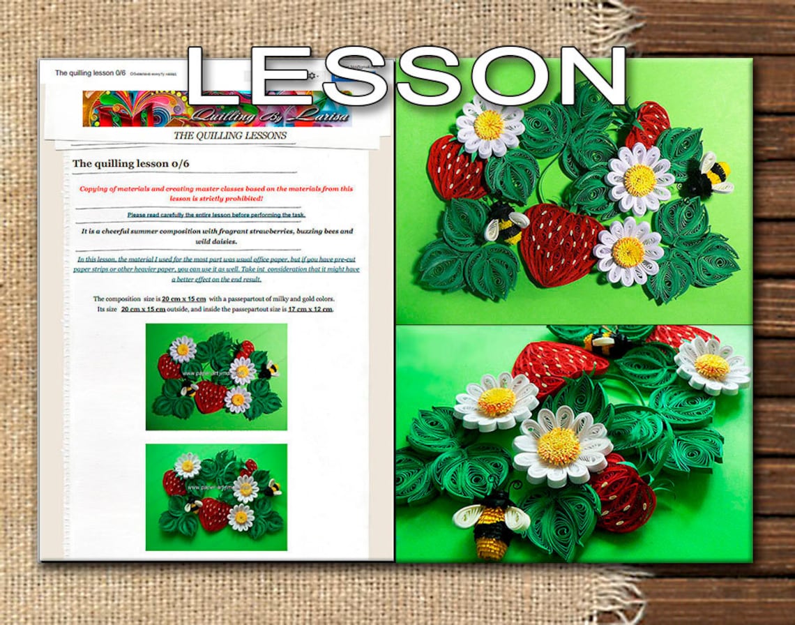 Quilling Lesson Demo PDF Art Tutorial Digital Book Flowers Etsy