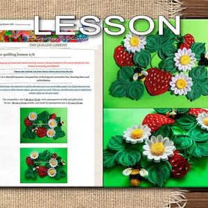 Quilling Lesson Demo PDF Art Tutorial Digital Book - Flowers Leaves Strawberry Bees Chamomiles Tutorial Handmade