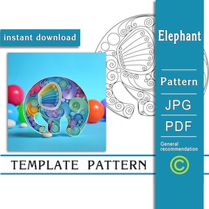 Elephant / Quilling paper art / ONLY Template / ONLY Pattern / General recommendations with a video with subtitles / Instant download