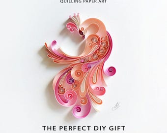 Peacock (A21) Quilling Paper Art Template (PDF & JPG) (Instant Download)