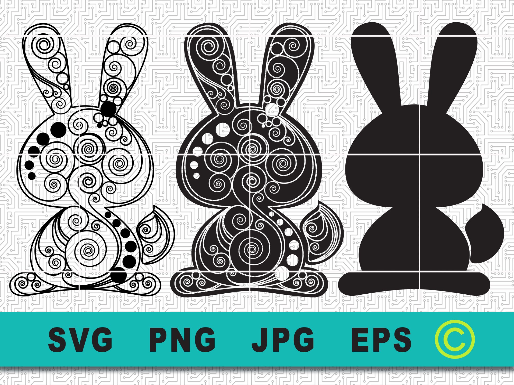 Rabbit Svg / Bunny Svg Png Eps Jpg / Instant Download / Rabbit / Bunny ...