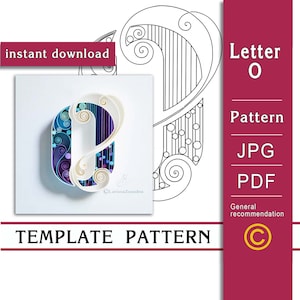 Letra O / Arte en papel quilling / SOLO Plantilla / SOLO Patrón / Recomendaciones generales con video con subtítulos / Descarga instantánea / (18/9)