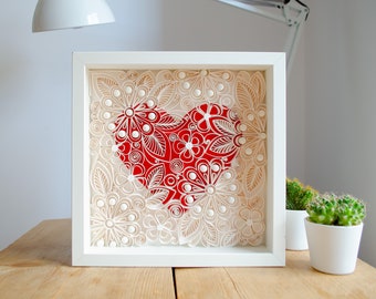 Heart Framed Quilling Paper Wall Art | 1st Paper Anniversary Wedding gift