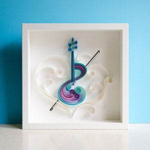 Violin, Quilling paper art, Framed, Birthday gift, Musician art, Home Decoration