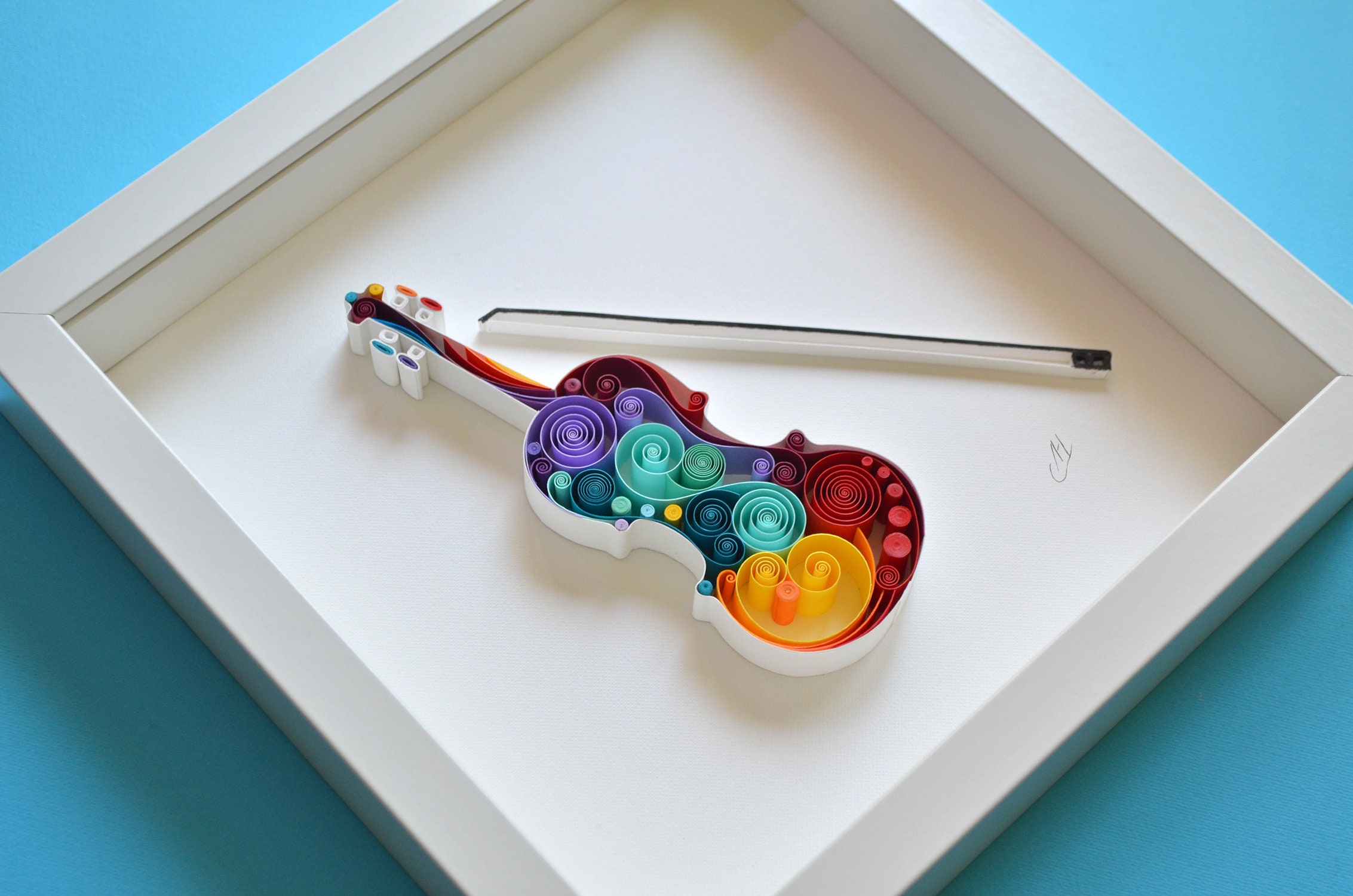 Violin Quilling paper art Framed Birthday gift Musician Etsy