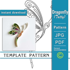 Libelle / Quilling Papierkunst / NUR Vorlage / NUR Muster / Allgemeine Empfehlungen mit einem Video mit Titeln / Sofort-Download / (0/63)