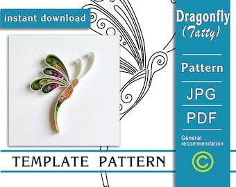 Dragonfly / Quilling paper art / ONLY Template / ONLY Pattern / General recommendations with a video with subtitles / Instant download