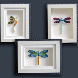 Framed Dragonfly: 3D Quilling Paper Art All 3 dragonflies
