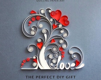 Tree of Love (L35) Paper Quilling Template | Digital DIY Art Pattern | Instant download