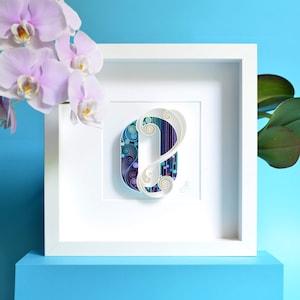 Lettera O - arte della carta da parati quilling, personalizzata, incorniciata, monogramma, personalizzata, arte della parete quilling, arte quilling regalo, arredamento per la casa, regalo di compleanno