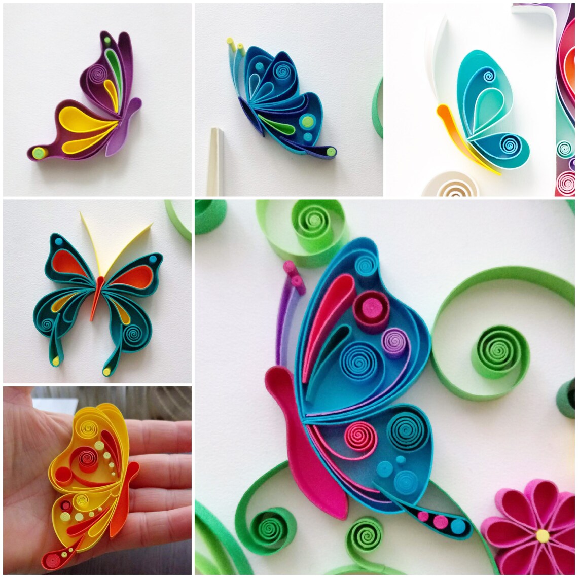 How to Make Quilled Butterfly Template Pattern Instant Etsy
