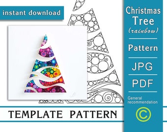 Christmas Tree / Quilling paper art / ONLY Template / ONLY Pattern / General recommendations with a video with subtitles / Instant download